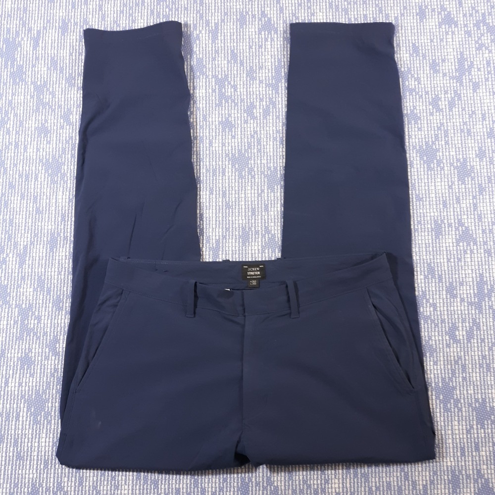 J.CREW Stretch Pants Mens 32 x 30 484 Slim Blue Flat Front Chino Slash Pockets